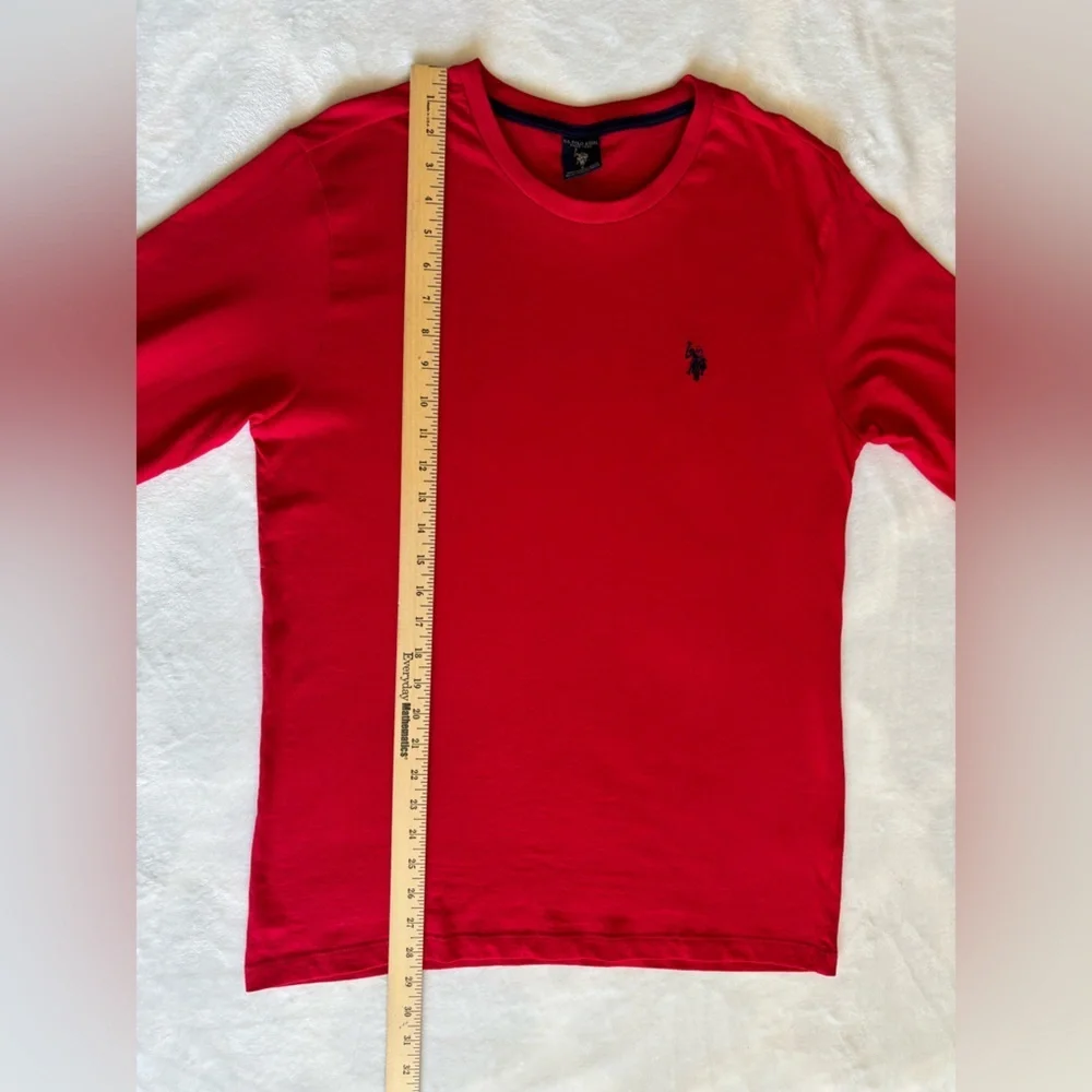 U.S. Polo Assn. Red Shirt with Logo Size S Long Sleeve Crewneck Cotton - Picture 4 of 8